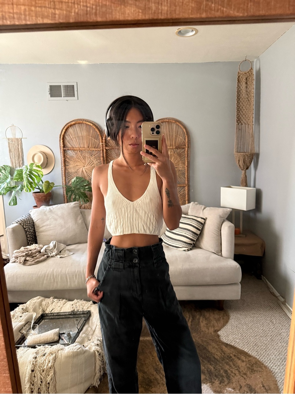 Free People Cropped Knit Tank Top